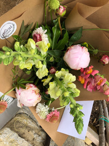 12/6/20 Peony & summer flower Bouquet 100% British grown blooms